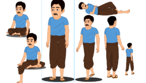 Adobe Animate CC Man Blue Colour Dress Character | Free Download – Freetoon.in