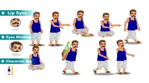 Adobe Animate CC Young Poor Farmer Man Character Bundle – Blue Banyan & Dhoti