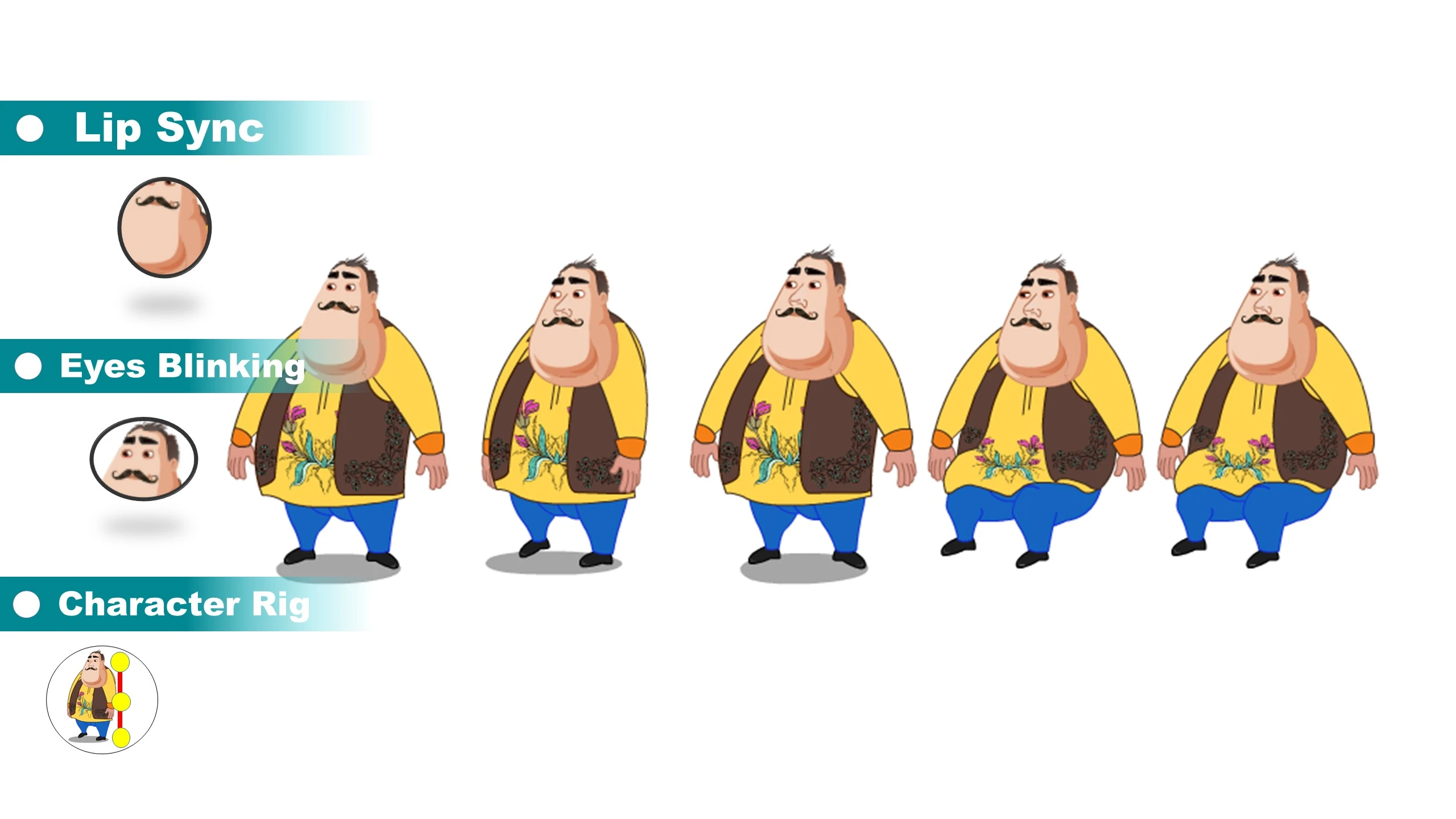 Fat Man & Halwai Cartoon Character for Adobe Animate CC | Download Character