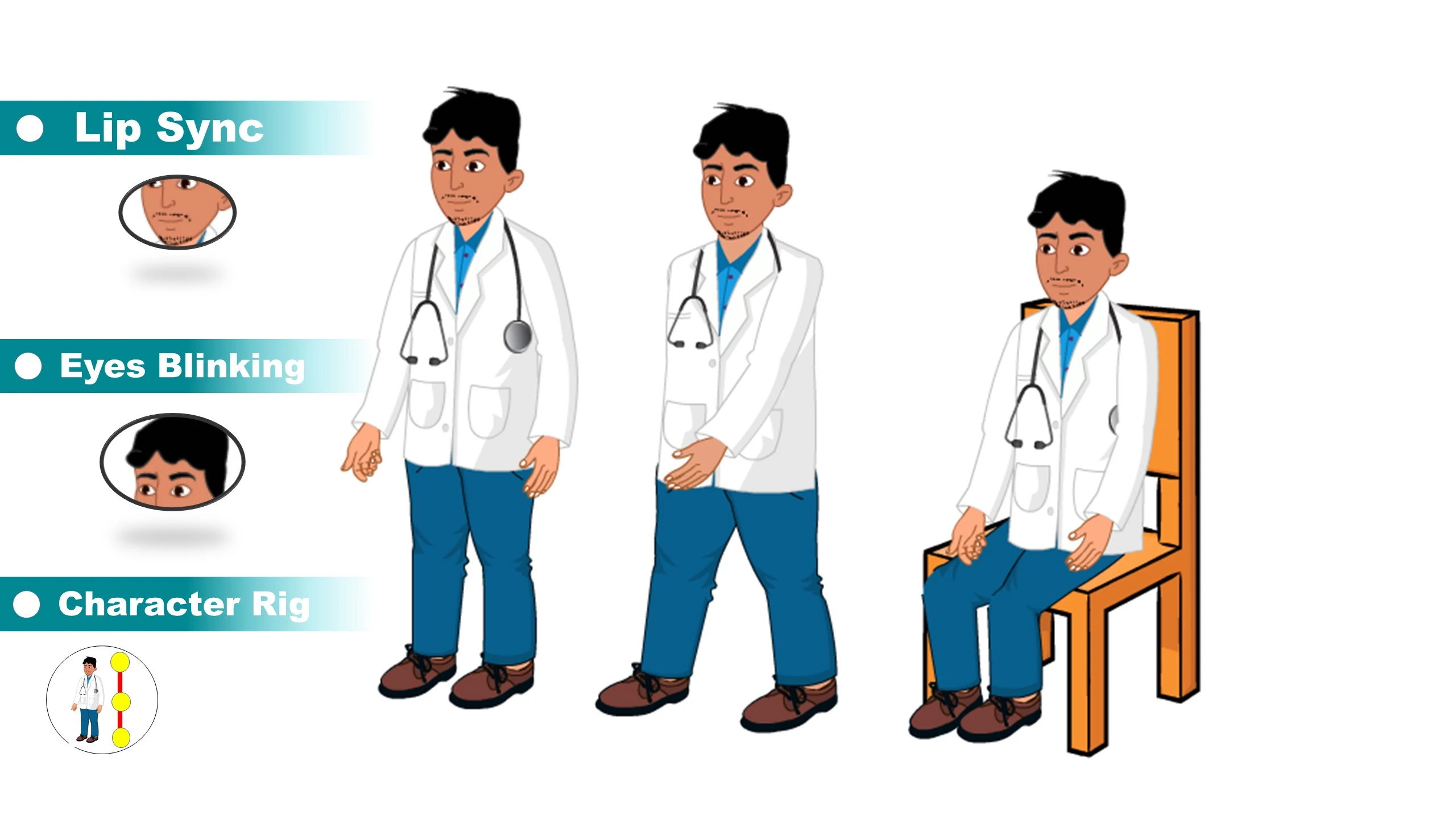 Doctor Cartoon Character for Adobe Animate CC