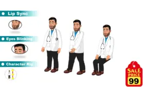 Adobe Animate CC Doctor Character – White Dress Cartoon Doctor Download