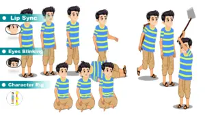 Adobe Animate CC Boy Cartoon Character – Blue T-Shirt & Dhoti | Free Download
