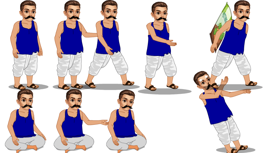 Adobe Animate CC Young Poor Farmer Man Character Bundle – Blue Banyan & Dhoti - Image 2