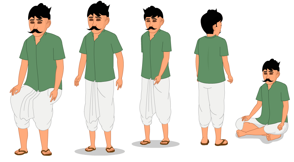 Indian Farmer Adobe Animate CC Cartoon Character β Multipose Rigging Character - Image 2