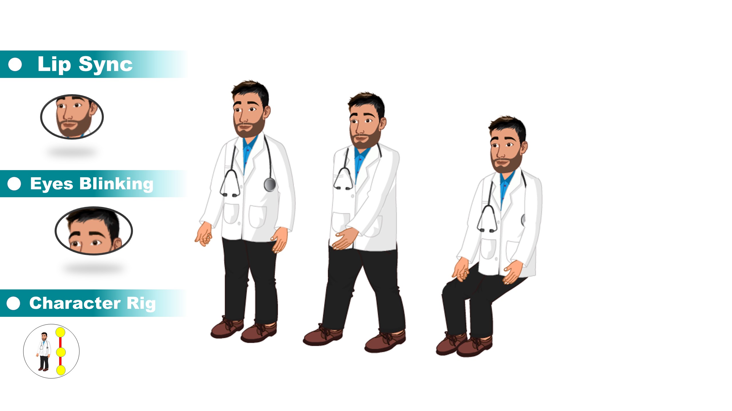 Young Doctor Cartoon Character for Adobe Animate CC β Fully Rigged Character Download | ToonVexa