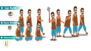 Indian Man Dhoti Kurta Cartoon Character | Adobe Animate CC Rigged Character Download