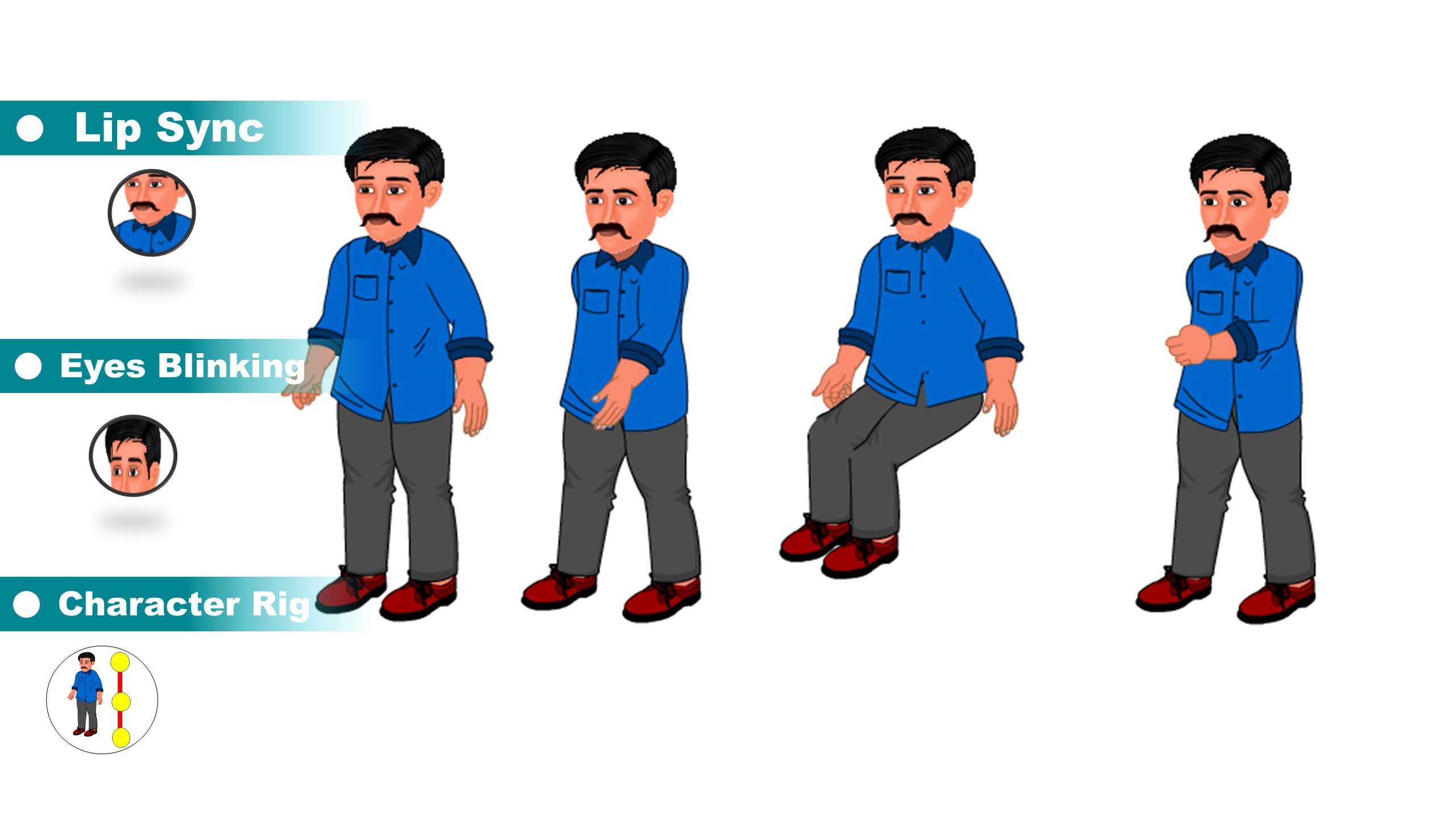 Man Blue Shirt and Pants Character for Adobe Animate CC β ToonVexa