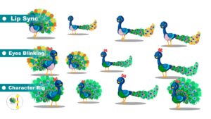 Peacock Bird Rigging Character for Adobe Animate CC | Editable Body Parts Download | ToonVexa