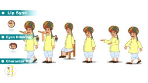 Indian Farmer Cartoon Character for Adobe Animate CC | Multipose Rigged Character