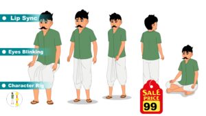 Indian Farmer Adobe Animate CC Cartoon Character – Multipose Rigging Character