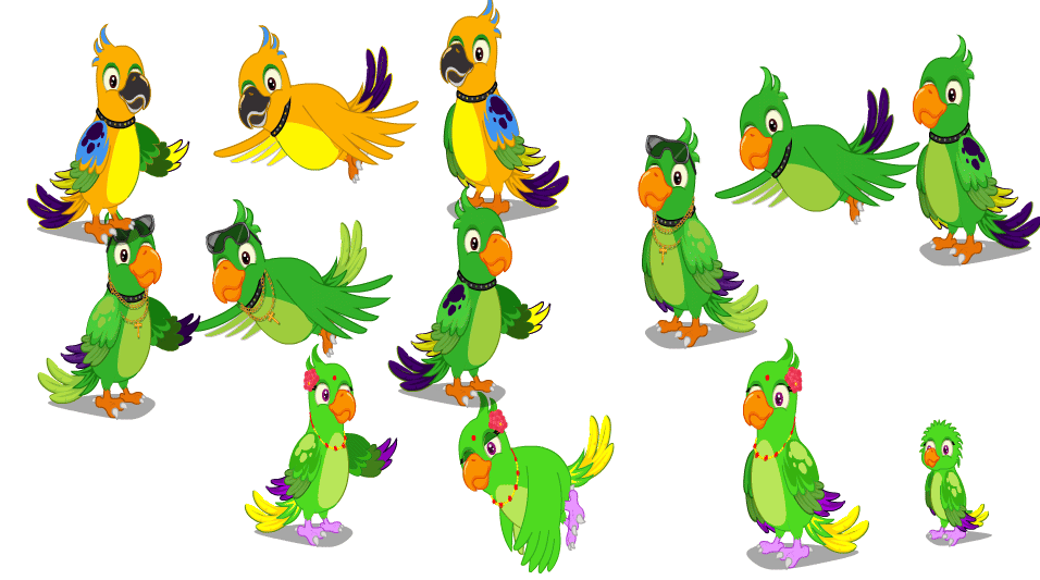 Parrot 4 Bundle Adobe Animate CC Bird Rigging Character β Editable Body Parts - Image 2