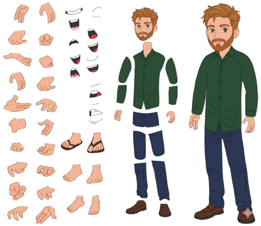 Cartoon Man Body Parts SVG β Male Character Anatomy, Body Parts & Human Figure Vector