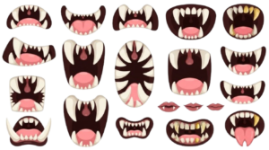 Horror Cartoon Face PNG & SVG – Scary Ghost Mouth, Lips & Multipose Character
