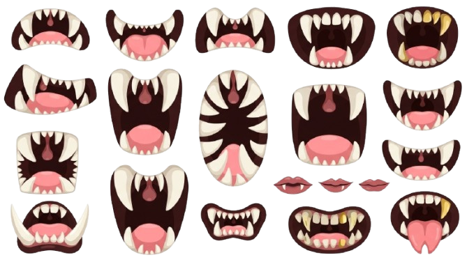 Horror Cartoon Face PNG & SVG β Scary Ghost Mouth, Lips & Multipose Character