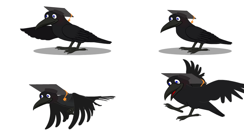 Black Crow Adobe Animate CC Cartoon Character Rigged Body Parts | ToonVexa - Image 2