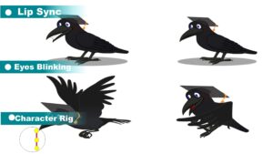 Black Crow Adobe Animate CC Cartoon Character Rigged Body Parts | ToonVexa